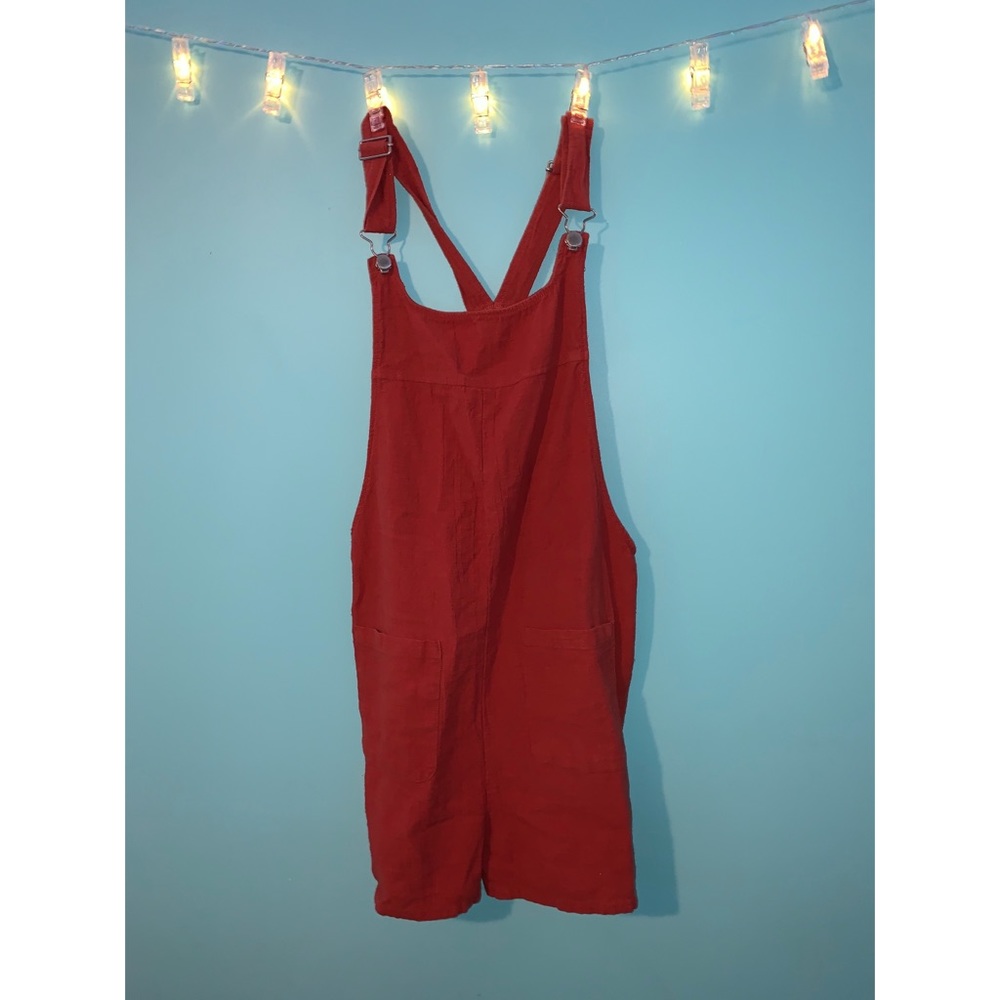 Red Soft Overalls Shorts